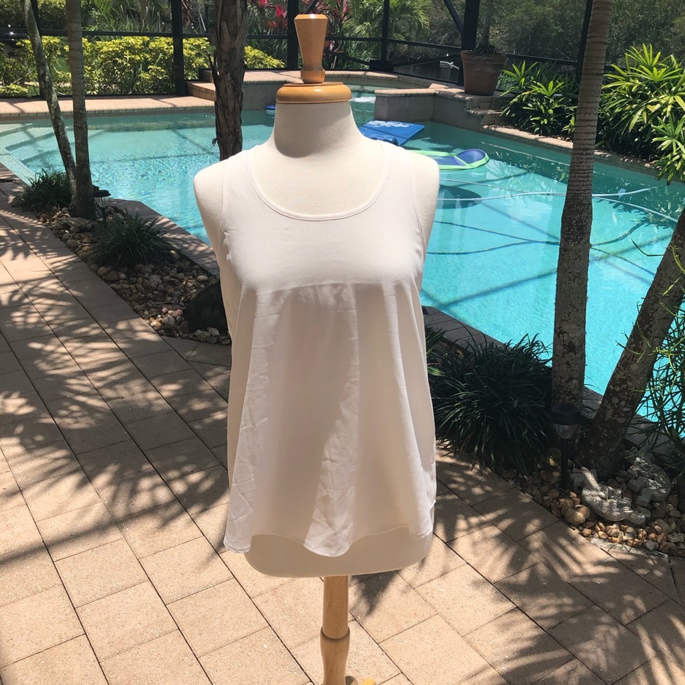 EM flowy cream racer back top medium